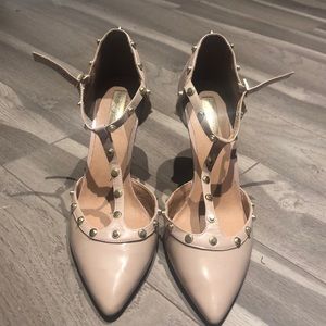 Blush heels with stuffed detail